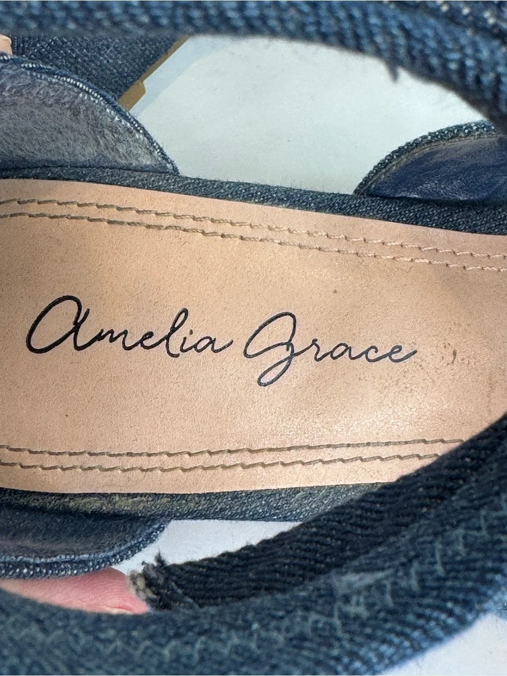 Amelia Grace jean denim wedge sandals size 8.5 - Picture 10 of 12